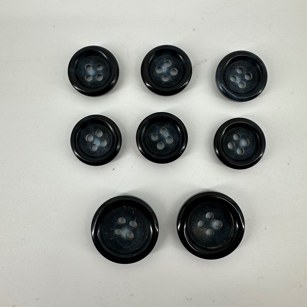 Canali Replacement Buttons Suit Coat Unisex 8‎ Pack Black/Dark Blue  Marbled